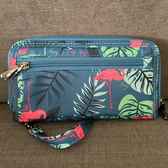 NEW Lug Splits XL Wristlet RFID Wallet - Flamingo Blue - Picture 2 of 10